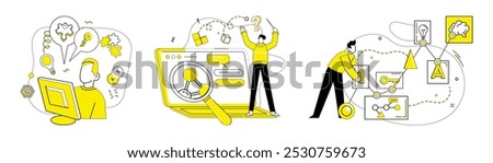 Structured thinking vector illustration. Innovation transforms into opportunities in crucible strategic minds Progress flourishes where individuality and structured thinking intersect