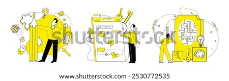 Thought experiment vector illustration. The thought experiment concept is crucible where knowledge transforms into discovery The thought experiment metaphor lights way for scientific exploration