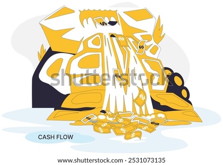 Income vector illustration. Budgeting is compass guiding expedition through terrain income Fund management is captain steering ship through unpredictable waters finance Income conceptually weaves