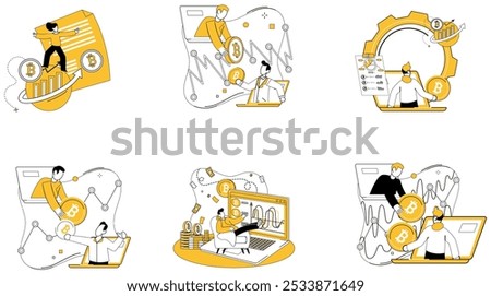 Cryptocurrency investment vector illustration. Financial success in digital age is rooted in strategic cryptocurrency investment Profitability blooms with keen eye on evolving trends cryptocurrency