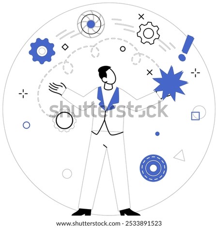 Business innovation vector illustration. Progress is navigator, steering ship business through uncharted waters The symphony success echoes in corridors intelligent business endeavors