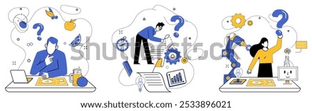 Service innovation vector illustration. Ideas are seeds sown in garden business, blooming into flowers success Planning is compass navigates ship innovation through uncharted water