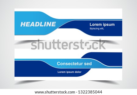 Set of modern design - Vector web banners design background or header templates, blue color, horizontal advertising business banner.