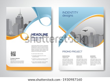 Template vector design for Brochure, AnnualReport, Magazine, Poster, Corporate Presentation, Portfolio, Flyer, infographic, layout modern with Orange color size A4, Front and back, Easy to use.