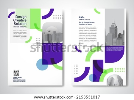 Template vector design for Brochure, AnnualReport, Magazine, Poster, Corporate Presentation, Portfolio, Flyer, infographic, layout modern with blue color size A4, Front and back, Easy to use and edit. Foto stock © 