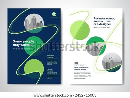 Template vector design for Brochure, AnnualReport, Magazine, Poster, Corporate Presentation, Portfolio, Flyer, infographic, layout modern with Green color size A4, Front and back, Easy to use.