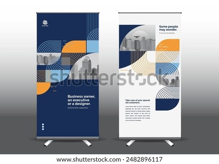 RollUp template vector illustration, Designed for style applied to the expo. Publicity banners, business model vertical.