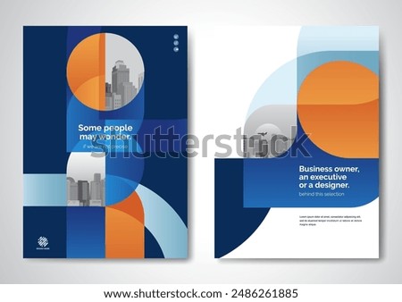 Template vector design for Brochure, AnnualReport, Magazine, Poster, Corporate Presentation, Portfolio, Flyer, infographic, layout modern with blue color size A4, Front and back, Easy to use and edit.