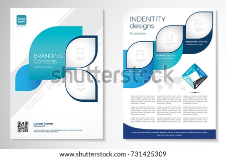 Template vector design for Brochure, AnnualReport, Magazine, Poster, Corporate Presentation, Portfolio, Flyer, infographic, layout modern with blue color size A4, Front and back, Easy to use and edit.