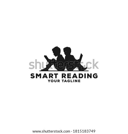 logo of two reading children which reflects the intelligence of a child if he is diligent in reading