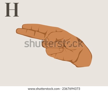 Hand Sign Language Letter H Vector. American Sign Language ASL Alphabet Vector. EPS 10 Vector