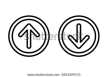 Direction icon up and down with a circle. vector illustration, outline design style