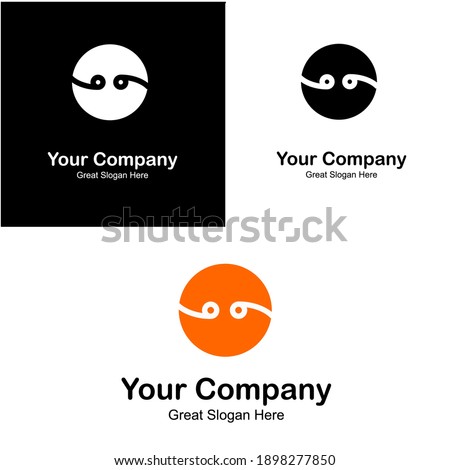 Black, white and orange circle vector logo.