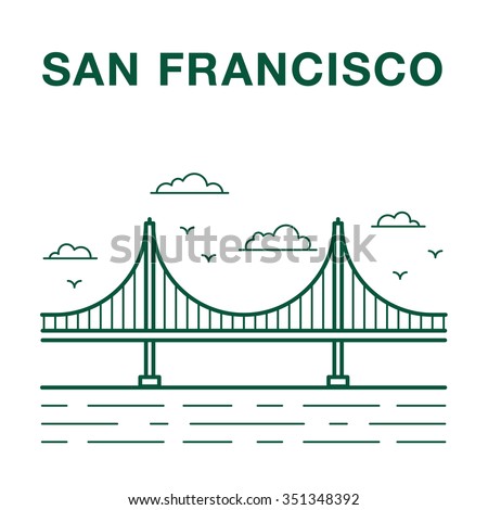 San Francisco Golden Gate Bridge Line Art Illustration