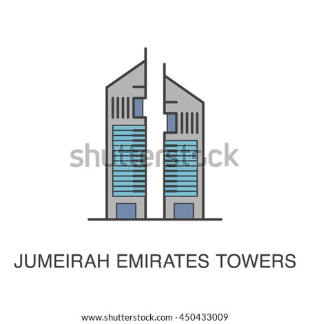 Colored illustration of Dubai Emirates Towers