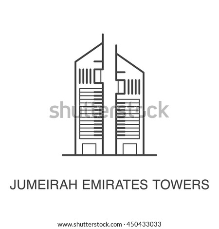 Dubai Emirates Towers line art illustration.