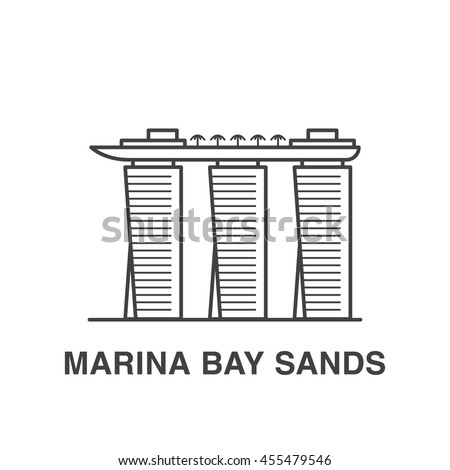 Singapore Marina bay sands line art illustration.