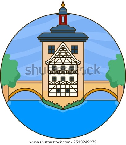 Bamberg - Altes Rhataus Landmark Icon Illustration