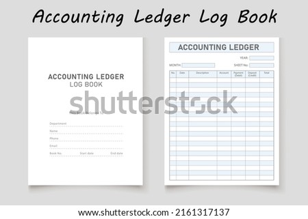 Accounting ledger logbook planner template design for KDP Interior. Low content KDP interior