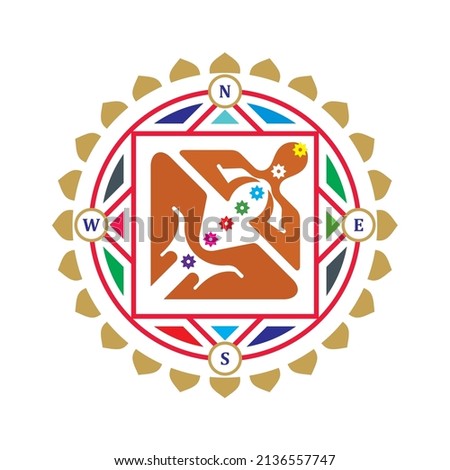 Vastu Shastra an Ancient Hindu, Indian system of architecture and design Vector Logo