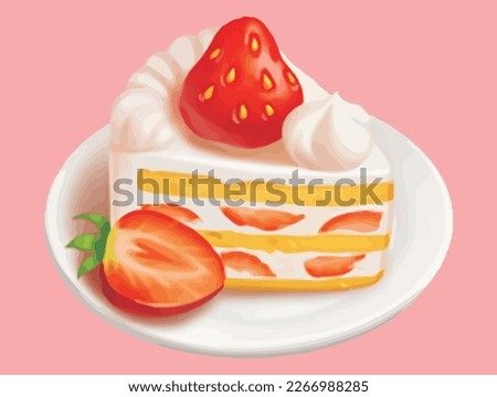 Strawberry Shortcake Delicious Vector Illustration