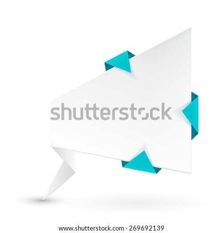Origami banner. White banner wrapped with colored paper. Banner isolated on white background. Raster copy.