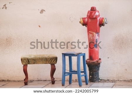 Similar – Image, Stock Photo two hydrants on old dirty wall of a house with closed blinds