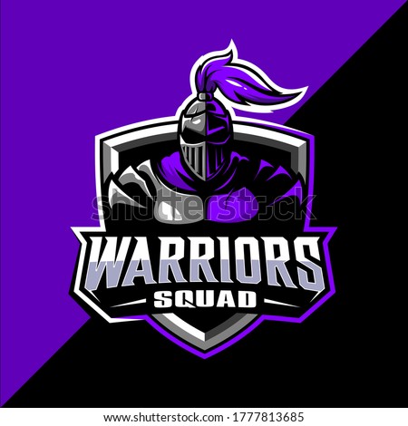 Spartan warrior squad mascot esport logo design vector