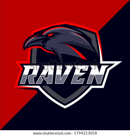 Raven esport logo design vector