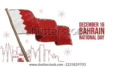 Bahrain National Day With Hand Drawn Flag Illustration Concept  Concept 