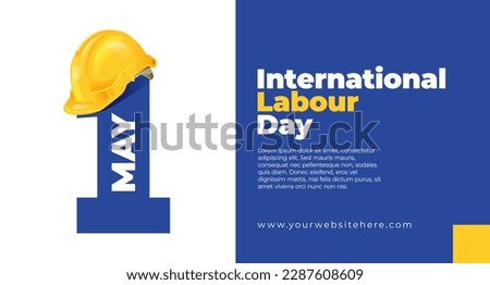 International labour Day May 1 Banner With Safety Helmet on Number One Illustration Concept