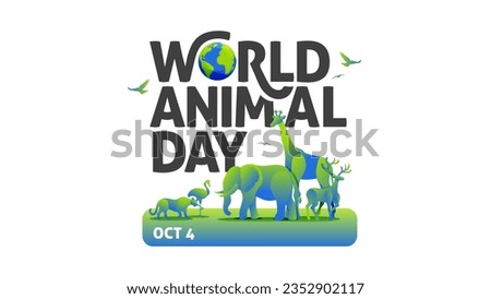 World Animal Day banner Logo Typography With Various Colourful Animal Silhouette Illustration