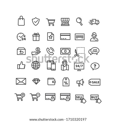 lines style web icons set  E-commerce shopping commercial icons set vector illustration Modern Clean  