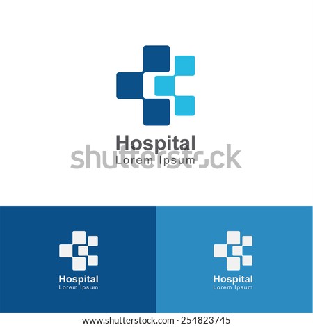 Square cross blue connect sign medical and hospital, treatment vector design template