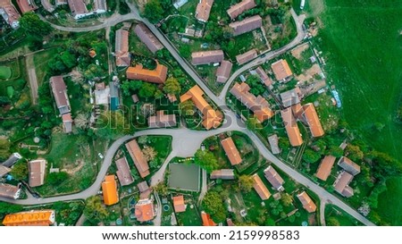 Similar – Image, Stock Photo Top view on village coast along lake Atitlan through trees, San Juan la Laguna, Guatemala