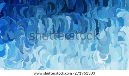 dark-blue background, abstract design, retro grunge swirling blue balls, illustration