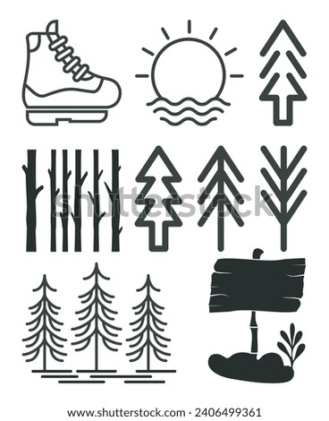 timberland line art. pines tree line art illustration