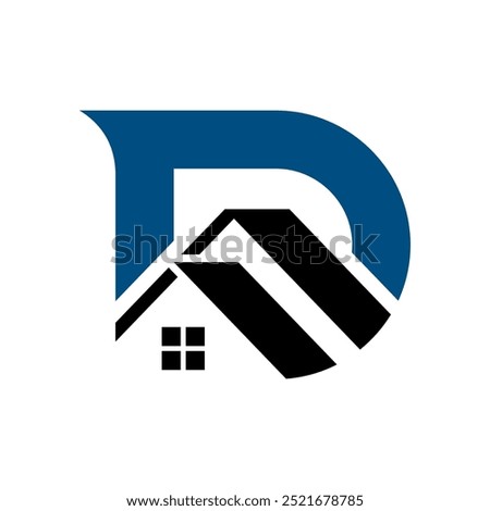 letter D with home icon for real estate logo