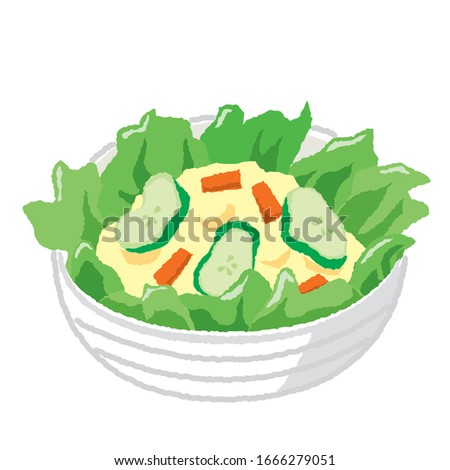 Illustration of potato salad and lettuce