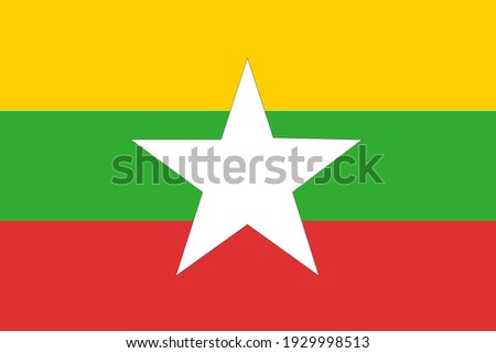 Burma Flag Vector Illustration .original and simple Union of Myanmar or Burma flag isolated vector in official colors and Proportion Correctly 