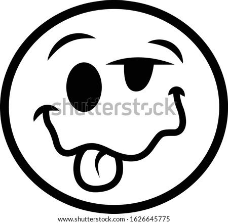 Emoji thumbs up face vector isolated on white background. Emoji thumbs up face for web site, drunk, app, ui ,black and white and t shirt. Vector illustration