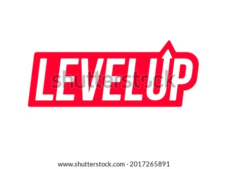 Red level up logotype. Typography logo design. Creative negative space logo. Flat and minimal logo design. Stock fotó © 