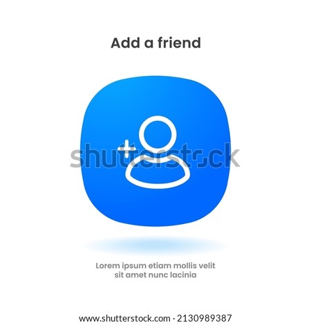 3d isolated vector elements. Minimal modern add friend, people, contact icon emblem symbol. 3d blue add friends icon. Mobile app icons. Device UI UX mockup.