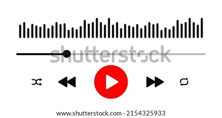 Media music player interface isolated on white background. Multimedia frame template. Mockup live stream window, player. Online broadcasting. Multimedia navigation and music application.