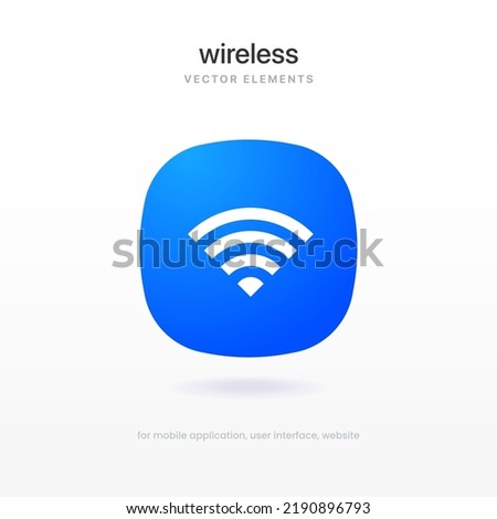 3D wifi icon web push. Vector wi-fi hotspot signal sign. Wireless icon. WIFI internet sign isolated on white background, flat minimal style, vector illustration. Stock vector.