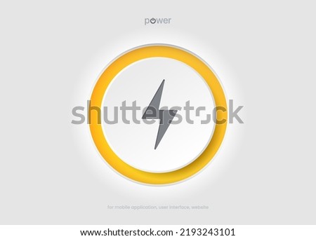 3d electric power charge charging energy on off push icon. Lightning symbol for website, mobile app, UI UX.