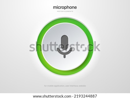 Podcast, broadcast, webcast icon. Voicemail sign. Voice chat icon. Recording symbol. Mute icon. 3D Phone microphone icon for UI UX, mobile app, presentations with soft UI, push button.