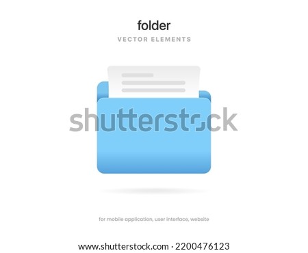 3d blue folder icon isolated on white background. File transfer icon. Document symbol. 3d file icon. Binder sign modern, simple, vector, icon for website design, mobile app, ui.