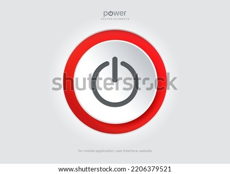 3d circle start icon and power push button. Shut down symbol. On off switch, electric energy icon for mobile app, website, UI UX.