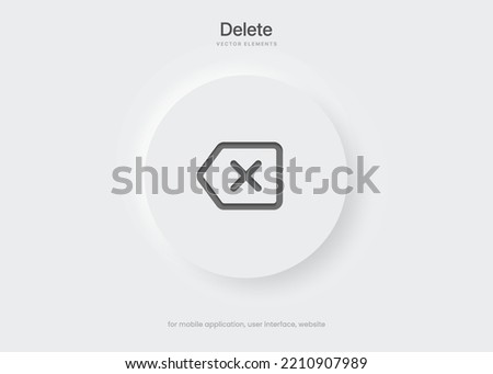 3d red trash, delete, cleaning, clean, erase, cross, backspace icon, symbol, sign, emblem, button, push button vector on isolated background for UI UX, website, mobile app.